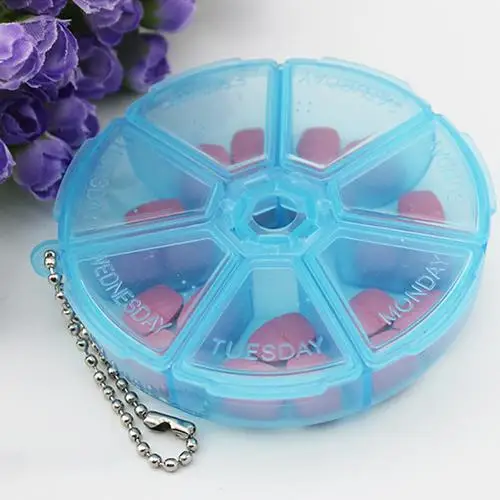 

Portable Mini Round Shape 7 Grids Tablet Holder Medicine Pill Plastic Storage Container Box Dispenser Organizer pastillero