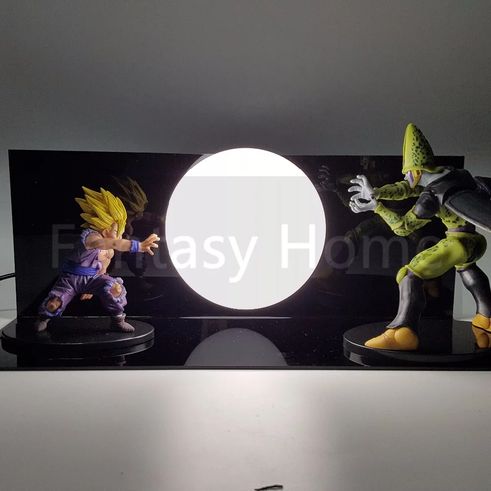 Dragon Ball Z Action Figure Son Gohan vs Cell DIY Display Toy Dragonball GohanSuper Saiyan Figuras DBZ Figure +Bulb+Base DIY19