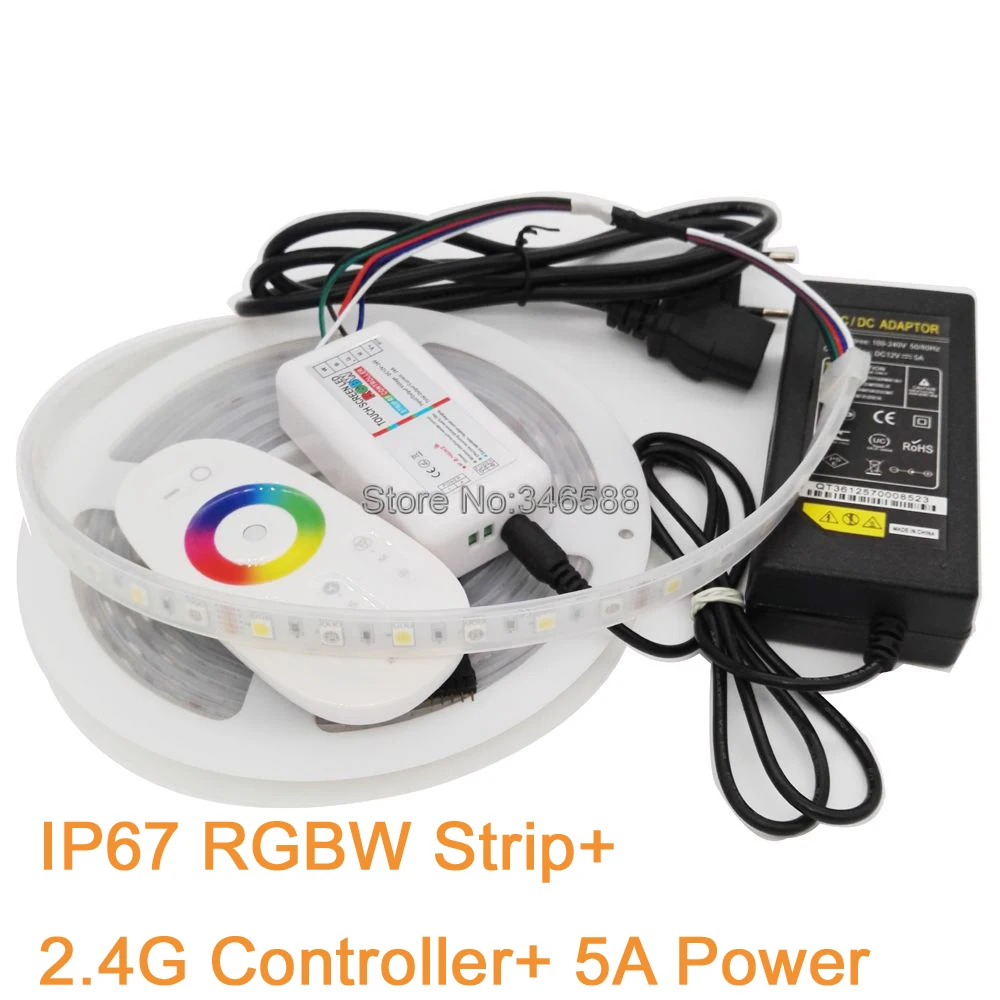 5 м 12В 5050 RGBW Светодиодная лента IP66 Силиконовый водонепроницаемый RGB + белый теплый