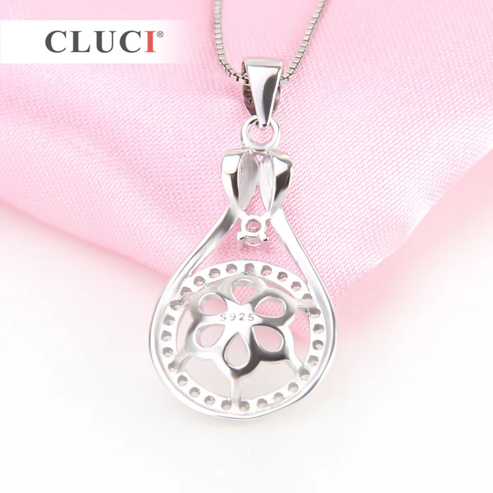 CLUCI 925 пробы Серебряный кулон с жемчугом крепления для изготовления ювелирных изделий капли воды Форма Подвески Подвесные женские украшения