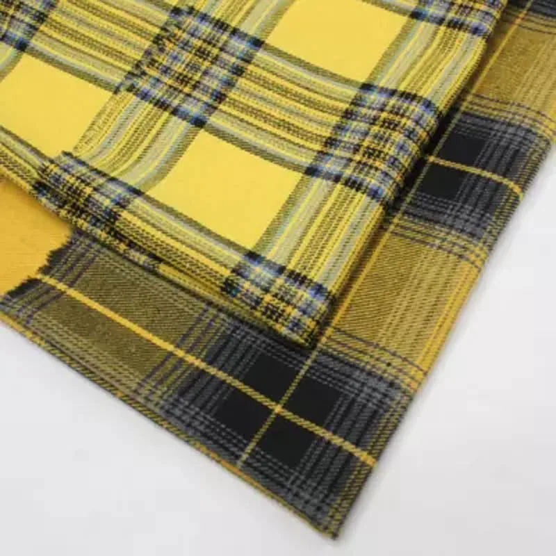 Шотландский колледж Англии стиль ткань шлифовальный цветной полиэстер хлопок желтый одежда рубашка ткань ручной работы DIY