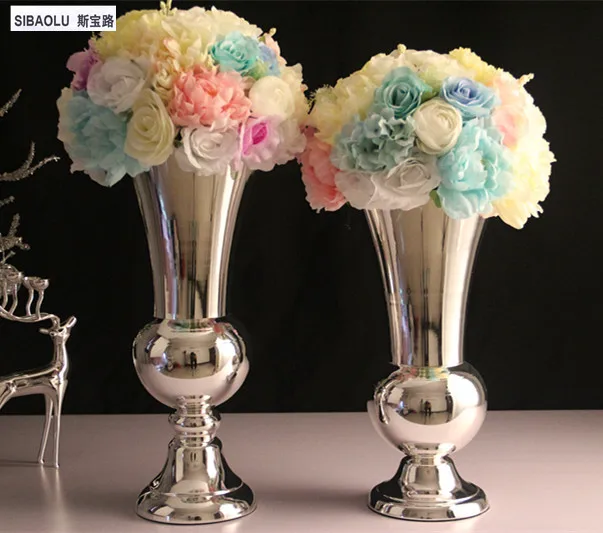 Buy 18" silver flower vase for wedding decoration