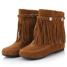 35-43 böhmischen zigeuner boho ethnische nationale frauen quaste fransen wildleder stiefeletten frau mädchen komfort flache schuhe booties