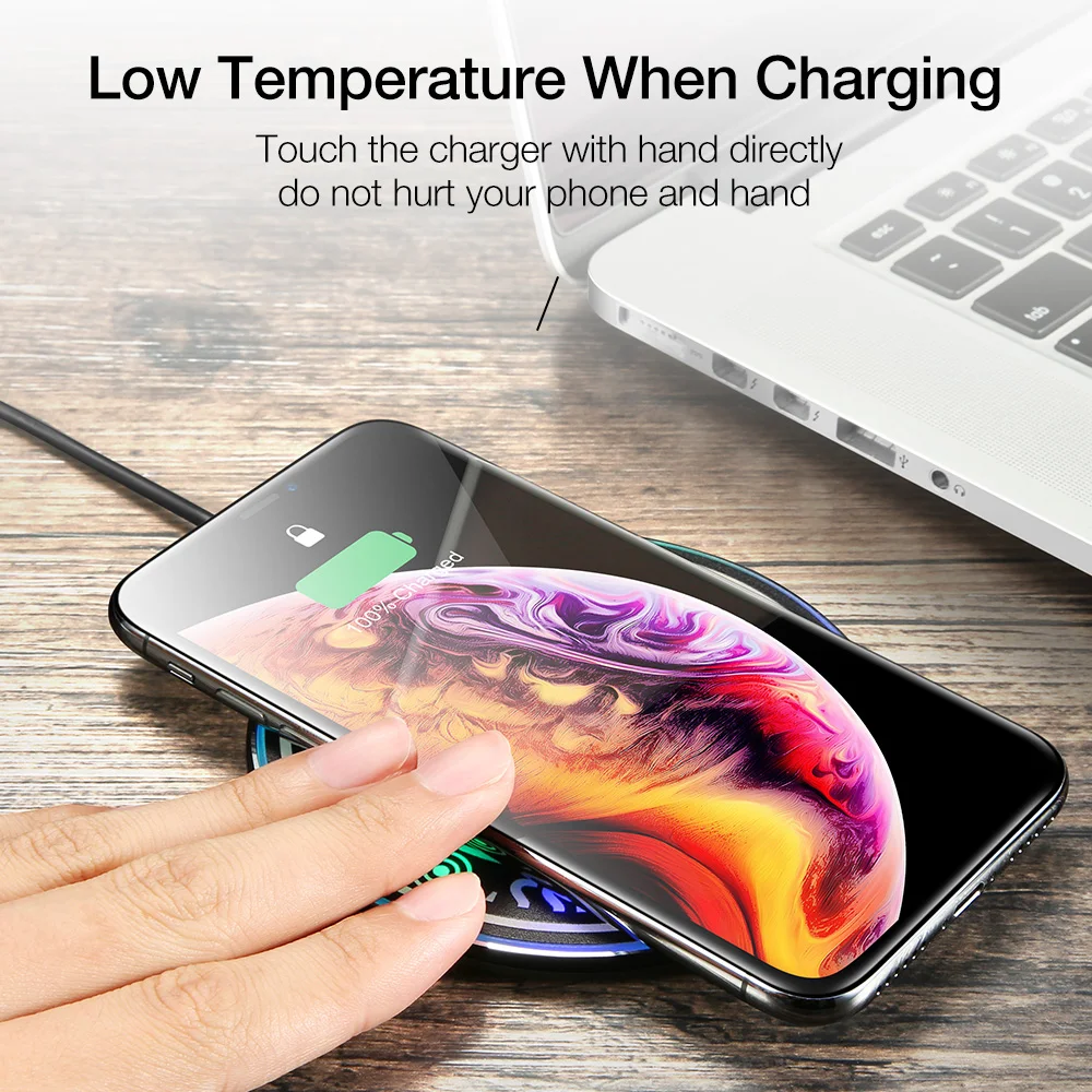 Беспроводное зарядное устройство RAXFLY Magic Array 10 Вт для iPhone X XS XR 8 круглая