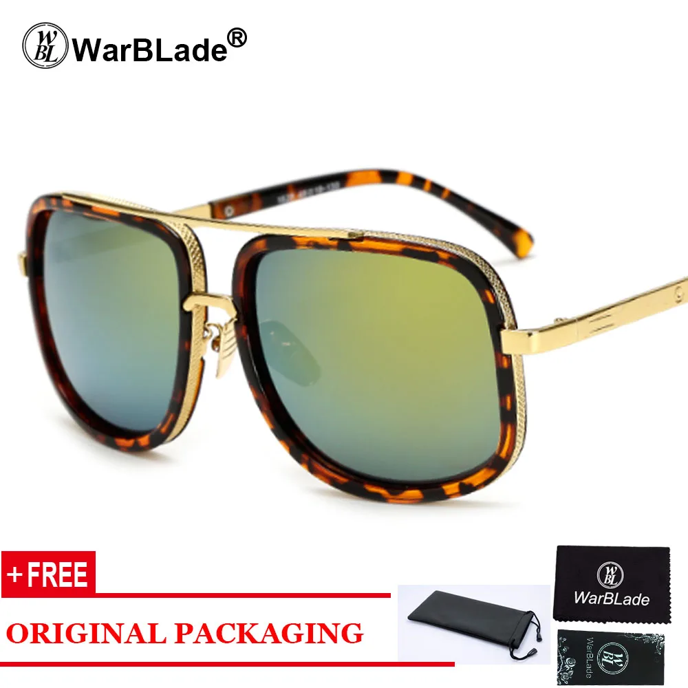 leopard gold Брендовые дизайнерские солнцезащитные очки WarBLade для мужчин и женщин, ретро солнцезащитные очки, большая оправа, модные очки, высокое качество, винтажные UV400 - Цвет линз: leopard gold