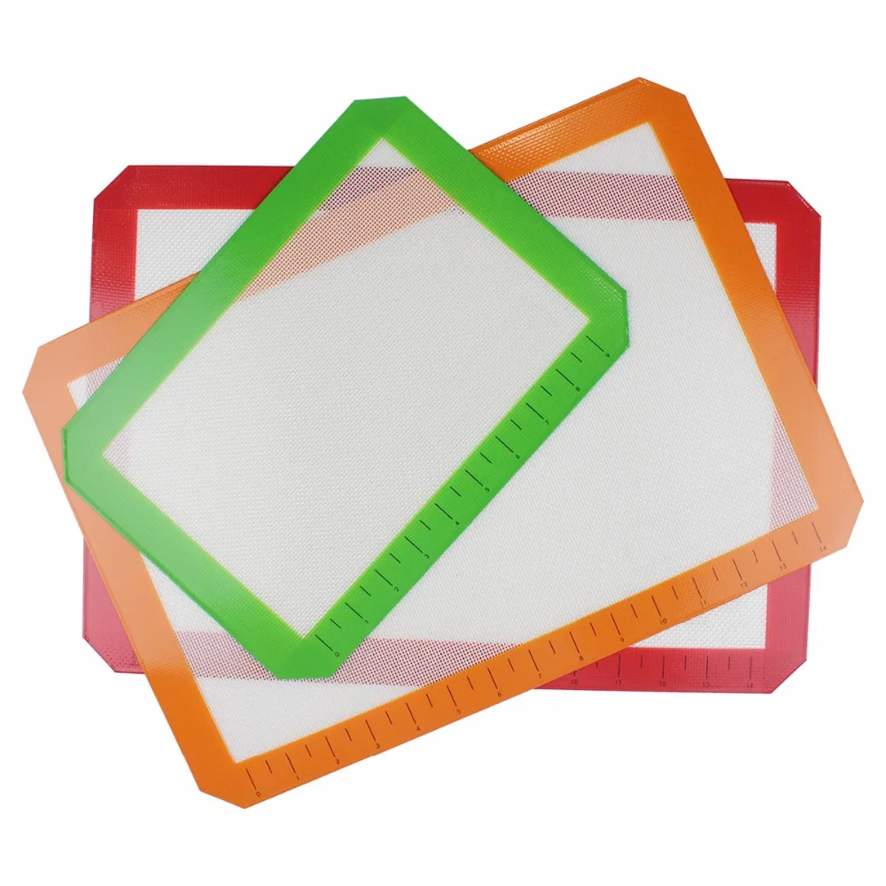 

Silicone 3 Piece Non Stick Silicone Baking Mats Set with Measurements 2 Half Sheet Liners and 1 Quarter Sheet Mat