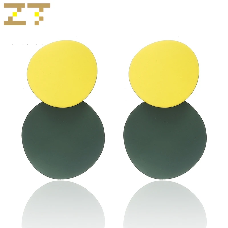 

Trendy Statement Candy Color Yellow Green Dangle Drop Earrings Geometric Round Earrings for Women Jewelry Brinco Aretes De Mujer