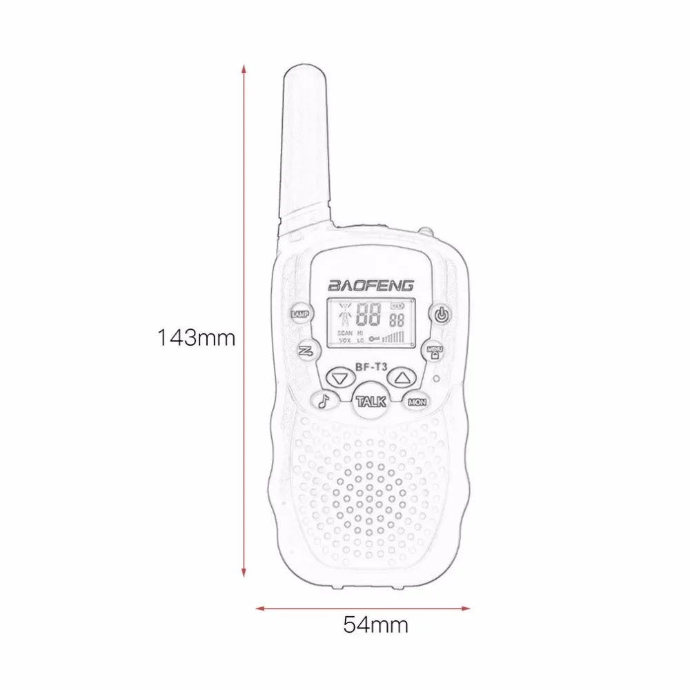 2 шт BaoFeng T3 мини рация Открытый Дети переговорные Портативный 0,5 W 8/22CH ЖК-дисплей Дисплей ручной двусторонней приемопередатчик