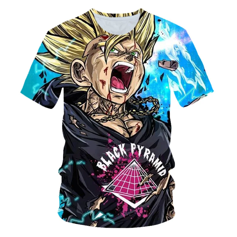 Мужская футболка с 3D принтом Dragon Ball Z Ultra Instinct Goku Super Saiyan God Blue летняя Вегета Размер