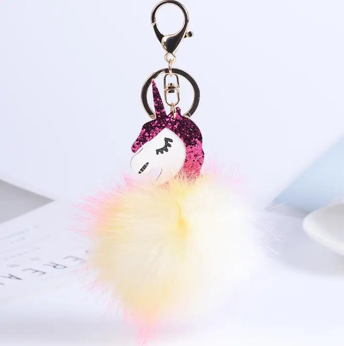 new Bag ornaments Fur ball pendant unicorn Metal Unicorn KeyChain Plush Toy Pendant Women Fluffy Fur Pom for gift new Bag ornaments Fur ball pendant unicorn Metal Unicorn KeyChain Plush Toy Pendant Women Fluffy Fur Pom for gift