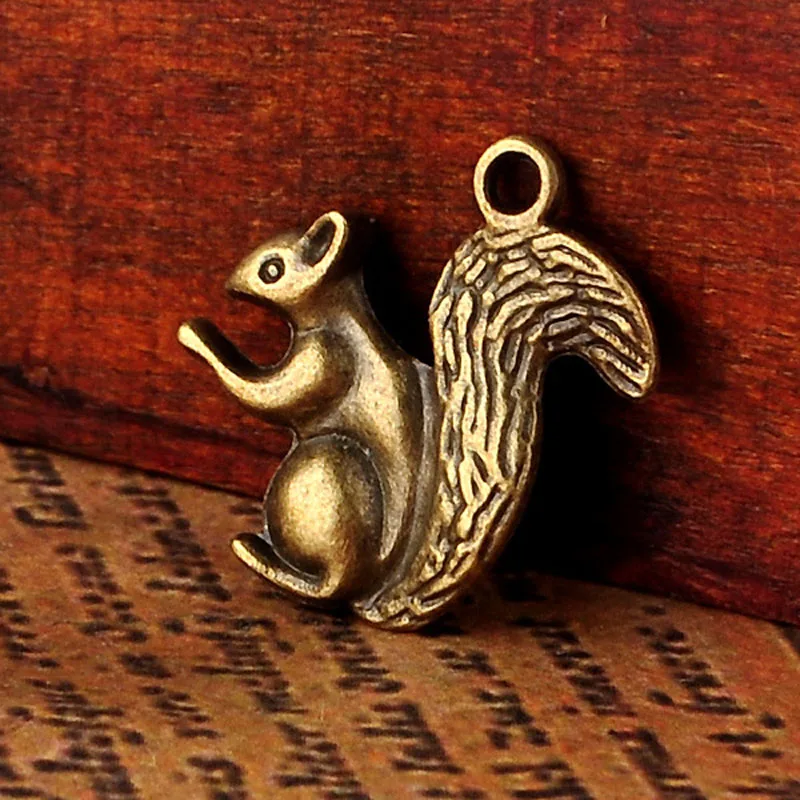 50pc/lot Squirrel Pendant Charm Bronze Charms Pendants For Vintage