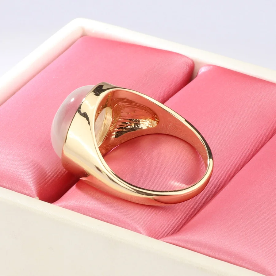 2018 Fashion Round White Opal Stone Ring Gold Color Engagement Wedding Rings For Women Minimalist Bulgaria Jewelry