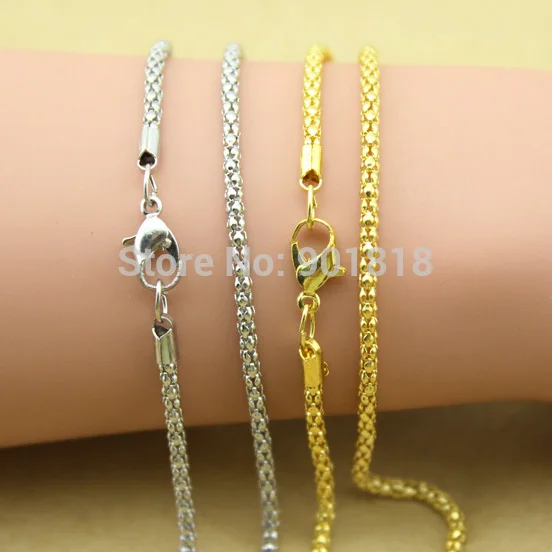 

10pcs/lot 70cm Long Gold/Rhodium Color Bulk Popcorn Necklace Chain with Lobster Clasp Fitting Necklace Jewelry Making Materials