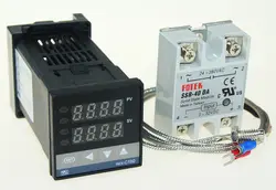 REX-C100 цифровой RKC термостат pid регулятор температуры цифровой REX-C100/40A SSR реле/K термопара зонд/теплоотвод