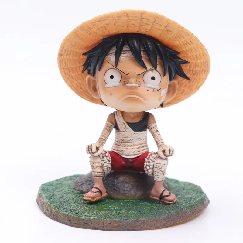 

3 Style OP Luffy Sabo Ace Childhood Bandaged Crying Smiling Style PVC Action Figures OP Zoro Sanji Collectibles Model Toys 15cm