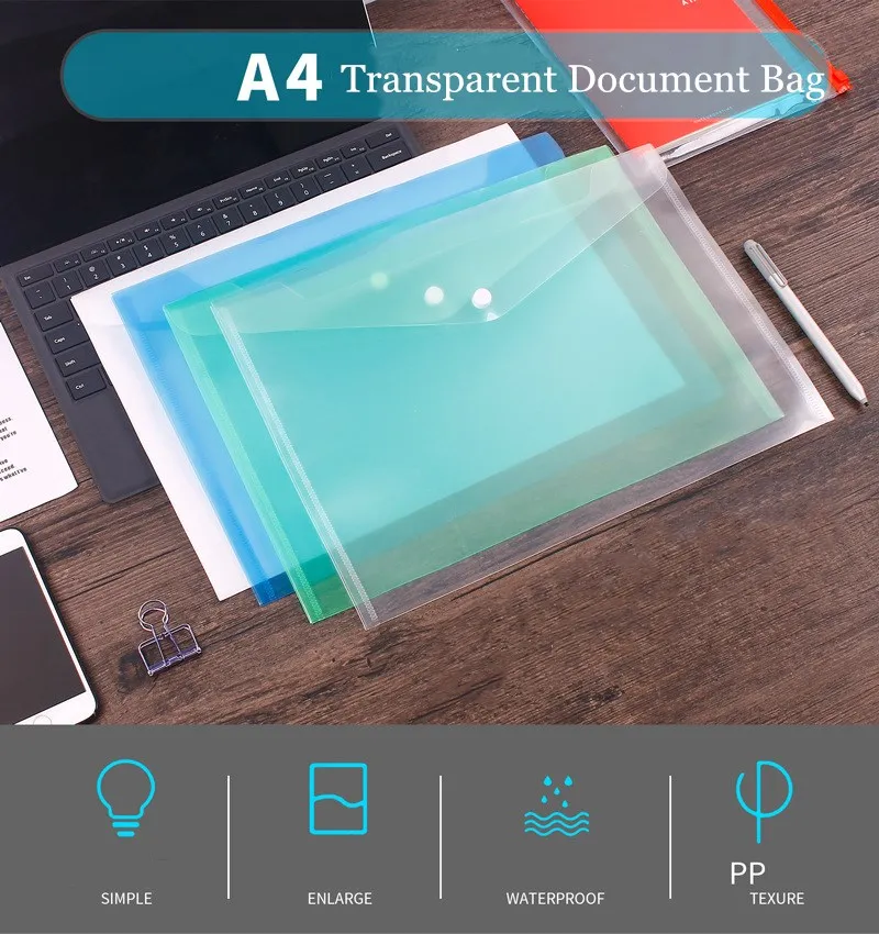 500 шт./лот большой прозрачный пластик A4 папки Сумка-файл для документов держать папки в виде сумок подачи бумага хранения Офис Школьные