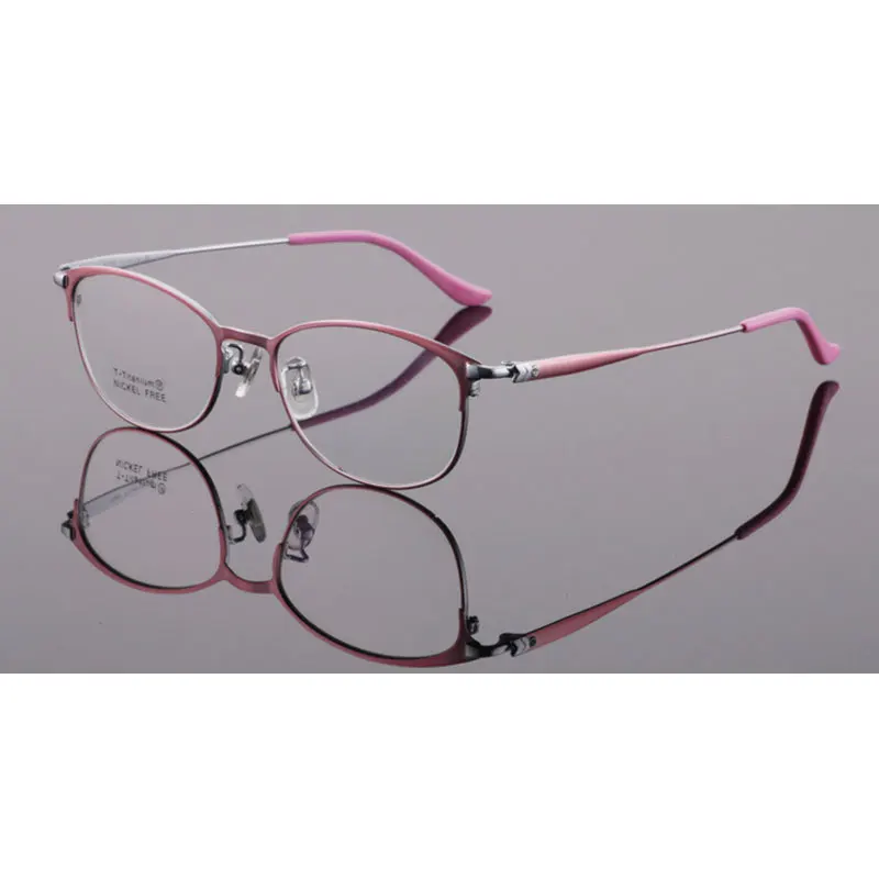 Reven Jate очки Оптические модные рамка из титанового оправа для мужчин очки полная оправа очки с 3 дополнительными цветами 6646 - Цвет оправы: pink