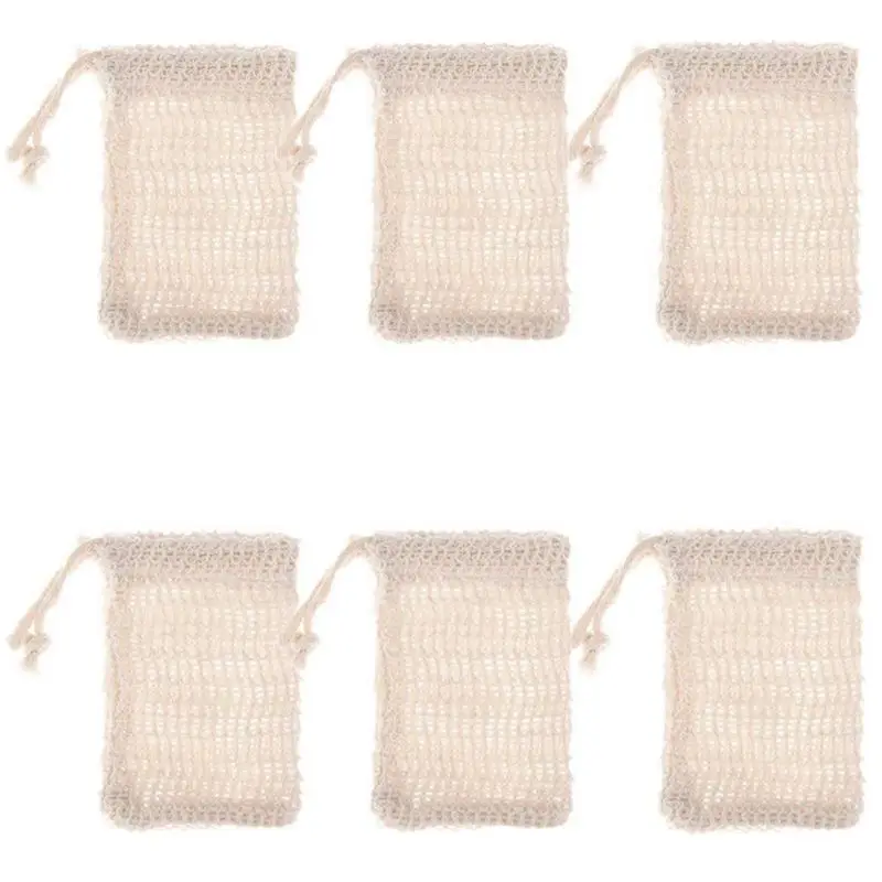 

6 Pcs Natural Exfoliating Soap Bags Handmade Sisal Soap Bags Natural Sisal Soap Saver Pouch Holder Bath Soap Holder Bags