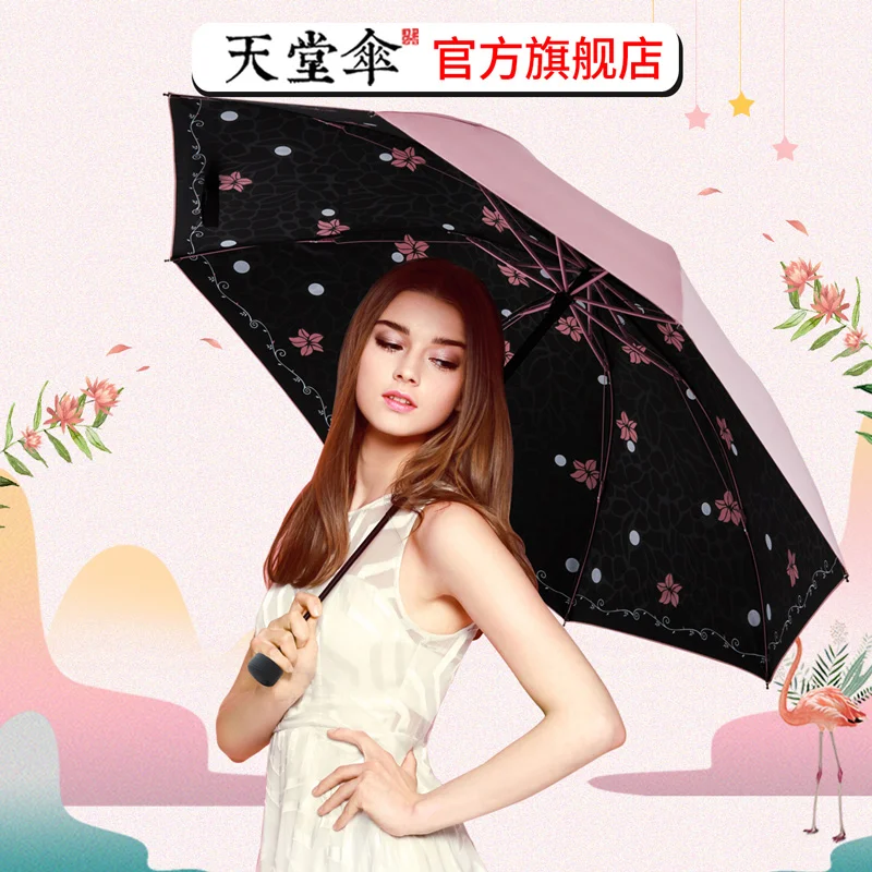 

W&M Sunny rainy umbrella ultraviolet-proof Embroidered fabric Sunscreen portable Foldable parasol women sakura flower