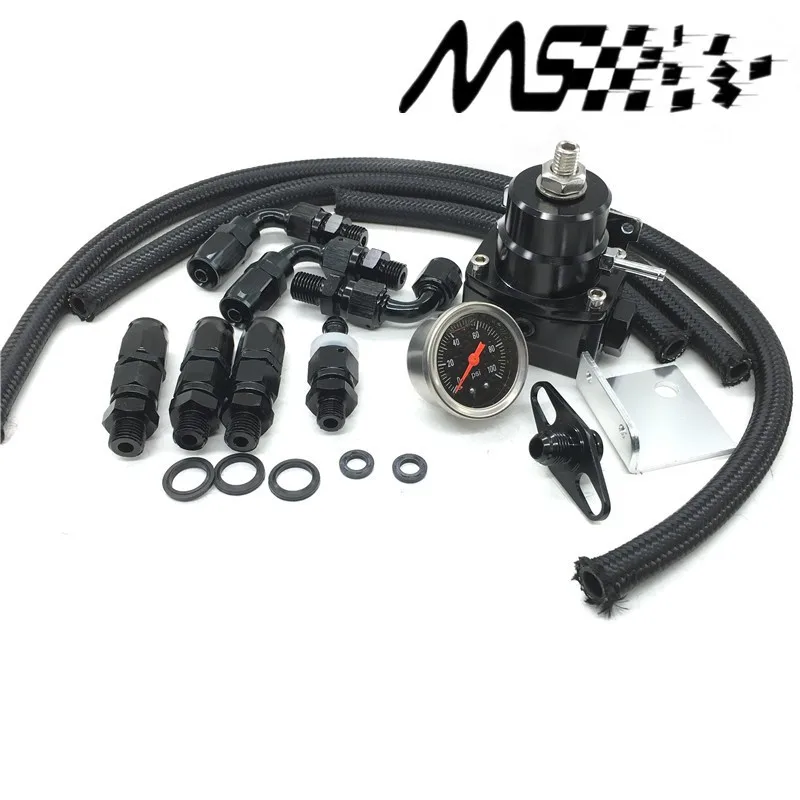 Adjustable Fuel Pressure Regulator Kit Oil 160psi Gauge AN6 Fitting End MX