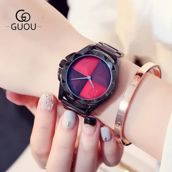GUOU Brand Ladies Creative Women Watches Black Steel Band Quartz Wristwatches Women Dress Clock Fashion Watch Saat Montre Femme
GUOU Brand Ladies Creative Women Watches Black Steel Band Quartz Wristwatches Women Dress Clock Fashion Watch Saat Montre Femme