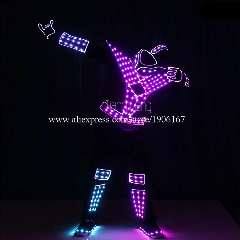 Programmable Men led robot costumes dance costumes robot suit full color led light dj clothes luminous stage wears disco3