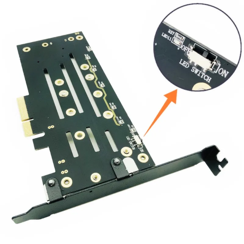 M.2 NVMe SSD NGFF к PCIE X4 адаптер M ключ B двойной интерфейс карты радиатор низкопрофильный