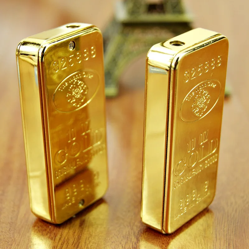Luxury Ultra Thin Gold Metal Windproof Cigarette Lighter Gas Flame