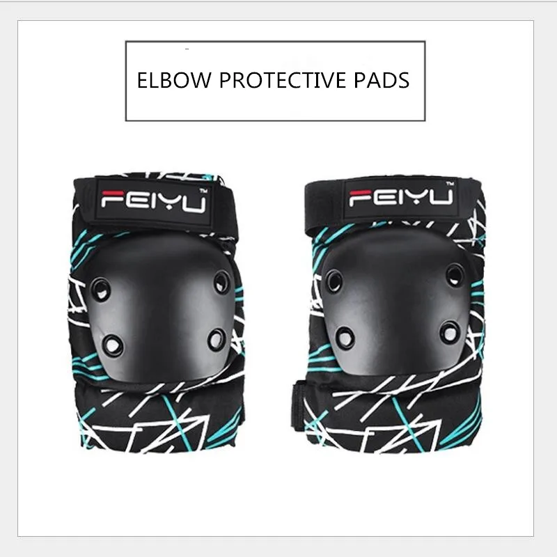 Защитные накладки FEIYU для коленей, резиновые и хлопковые, для скейтборда, роликовые защитные накладки, черные защитные накладки для взрослых