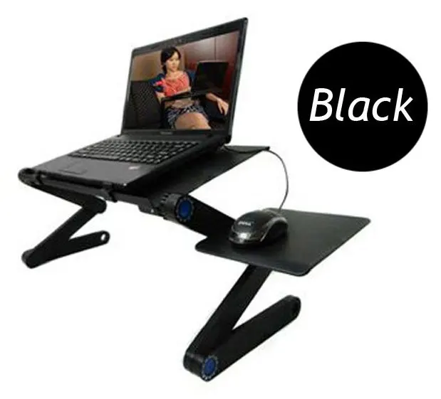 

Folding laptop desk, ergonomic computer stand, aluminum alloy portable PC holder, with removable mouse tray for all laptops