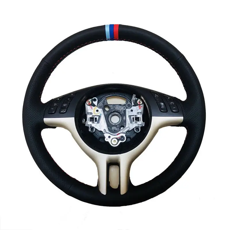 Боковое ПЕРФОРИРОВАННОЕ кожаное рулевое колесо M-color сшитое покрытие для BMW E39 E46 1999-2003