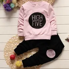 Модная одежда для девочек; сезон весна-осень; модная детская одежда с длинными рукавами+ брюки; детский спортивный костюм из двух предметов в западном стиле