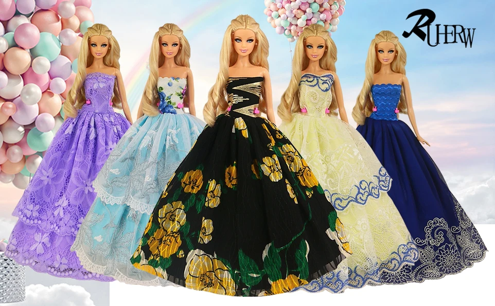 9 предметов = платье+ обувь+ вешалки, Новая Модная уникальная Одежда для куклы Барби
