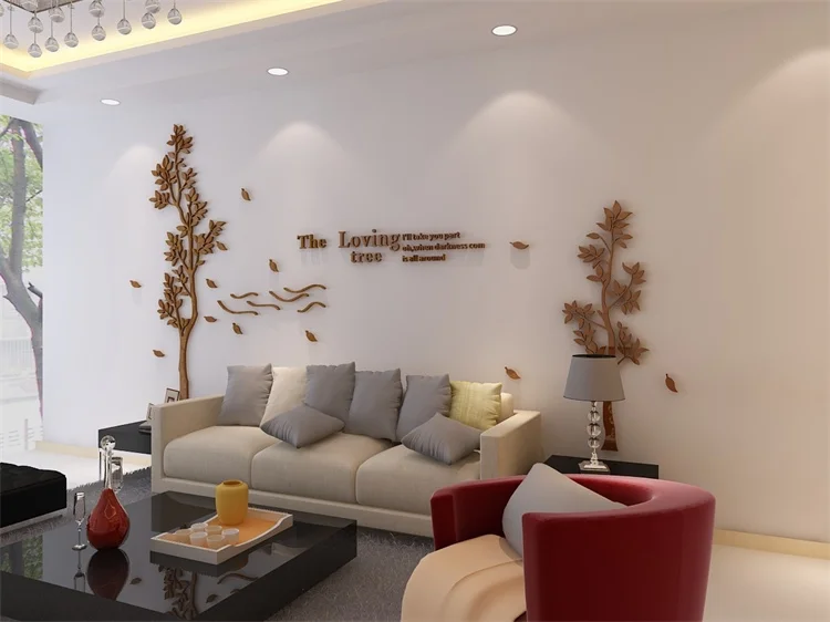 Современные Простые Акриловые 3D настенные наклейки с деревом, наклейки для гостиной, спальни, телевизора, декорации, художественные настенные наклейки, настенные наклейки, домашний декор