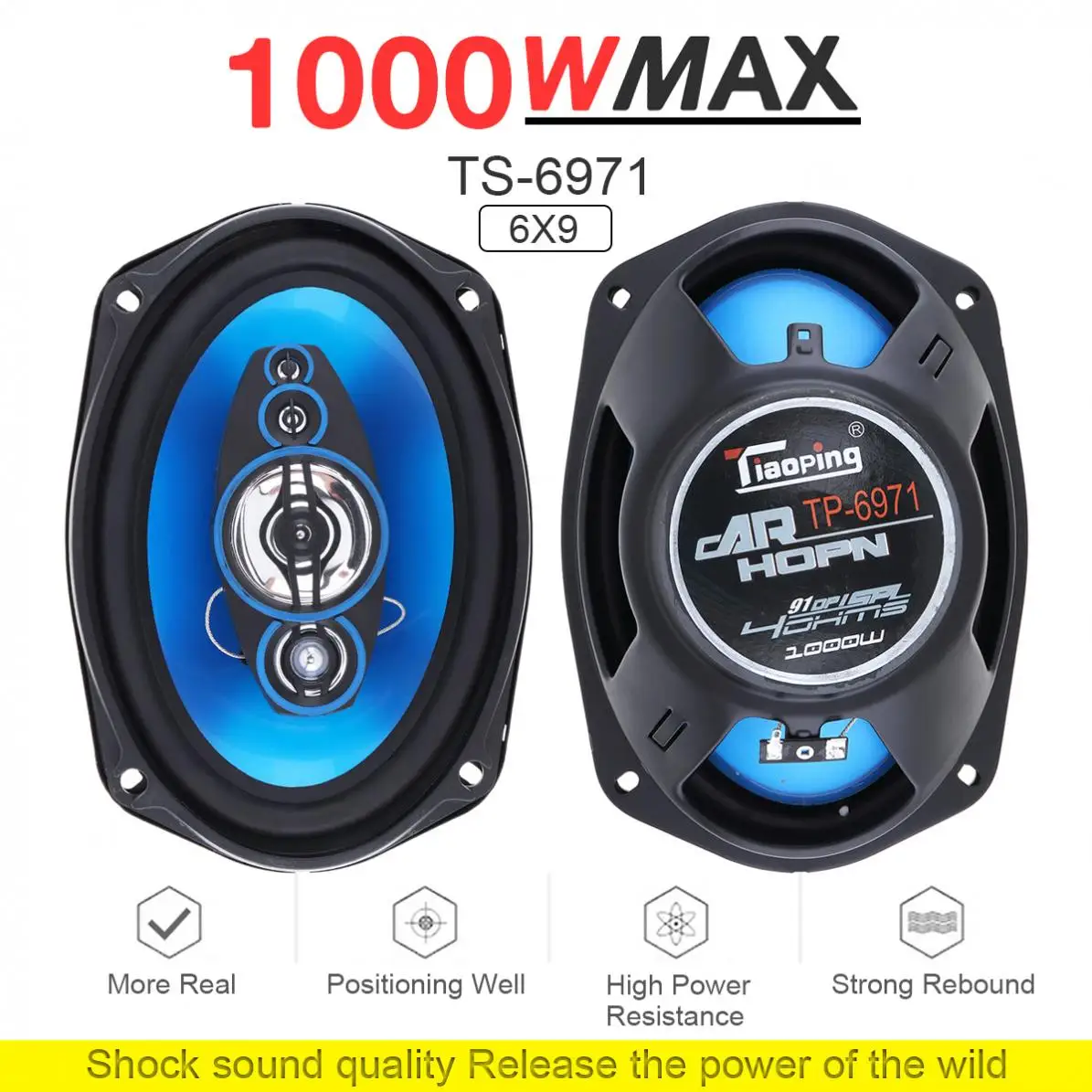 

2pcs 6x9 Inch 1000W 2 Way Car Coaxial Auto Audio Music Stereo Full Range Frequency Hifi Speaker Non-destructive Installation