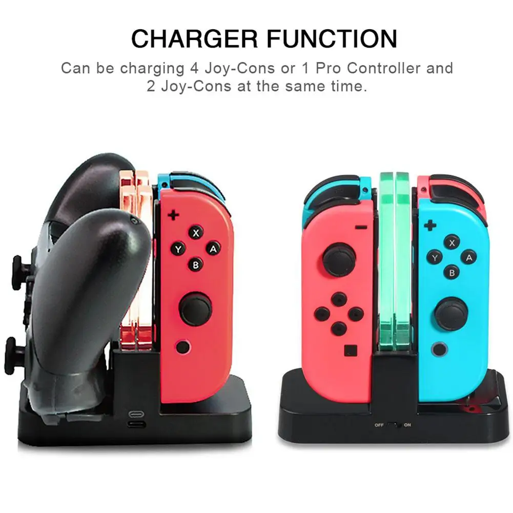 

EastVita 4 In 1 Charging Dock Station For Nintend Switch Joy-Con Controllers Handheld Game Console USB Type Charging Stand
