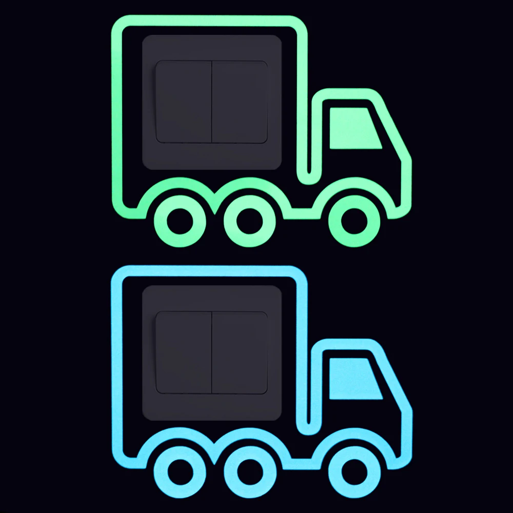 

Cartoon Van Glow in the Dark Switch Sticker Decal Home Decor Luminous Truck Sticker Kids Room DIY Decoration Cargo-bus Sticker