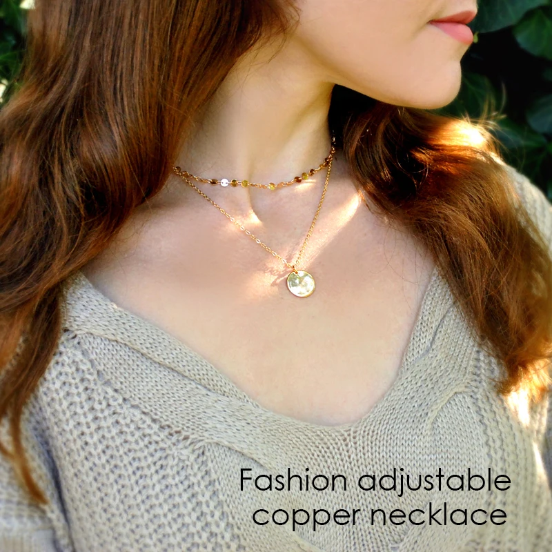 e-Manco Bohemia Choker Necklaces For Women Two Layered Hot Sale Gold Chain Copper Adjustable Femme Necklace Fashion Jewelry