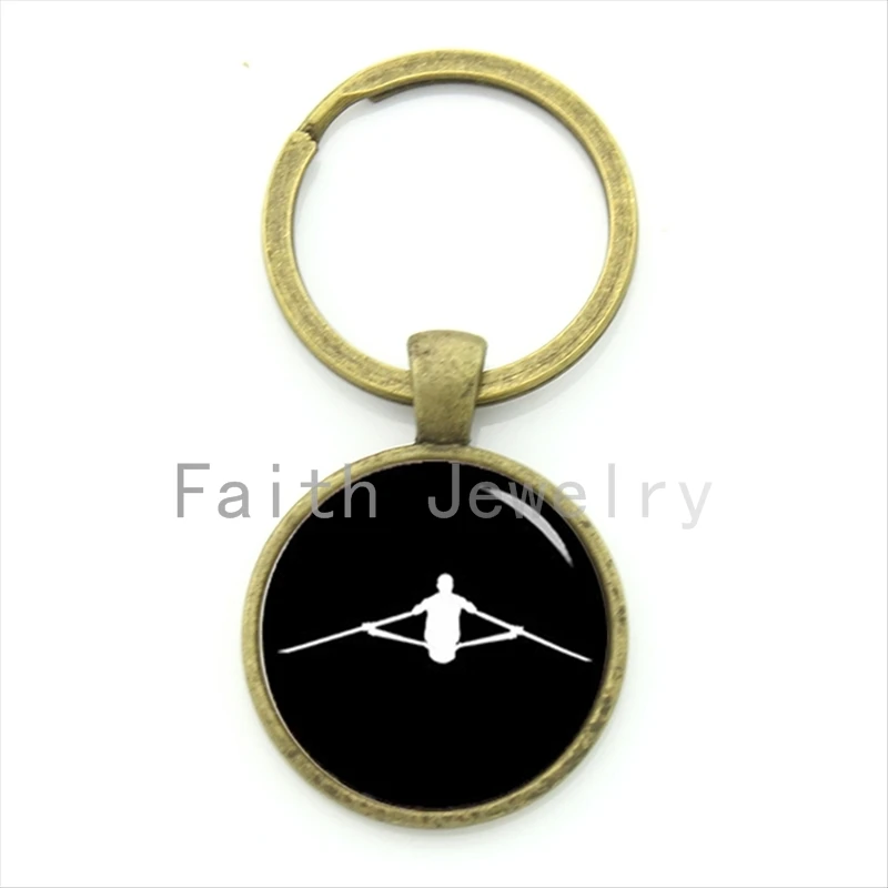

Newest arrival boat keychain retro charm design rowing silhouette art key chain unique interest sports events & team gifts KC276