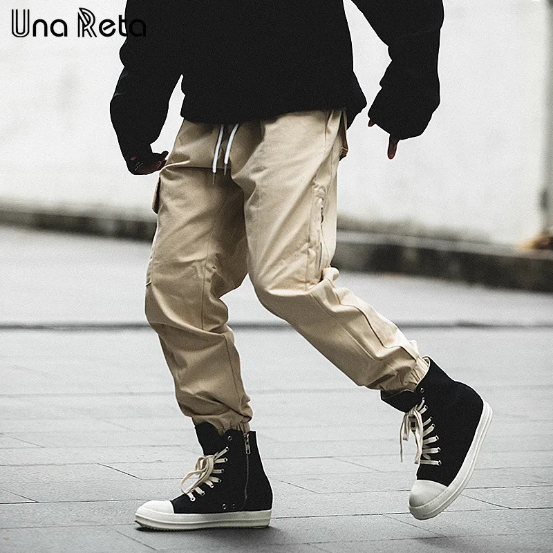 Una Reta, мужские брюки в стиле хип-хоп, новинка, модная уличная одежда, эластичная резинка на талии, брюки для бега, повседневные Простые штаны, мужские спортивные штаны - Цвет: Хаки