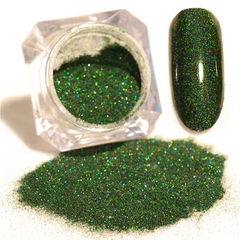 

1 Box sparkly Laser Powder Dark Green Nail Glitters Nail Art Decoration
