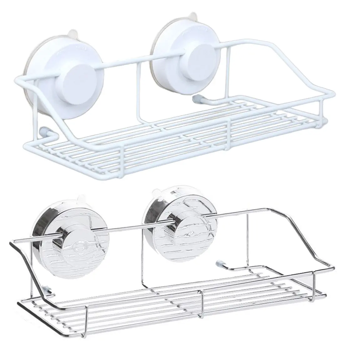 

25cm Sink Sucker Organizer Shelf Stainless Steel Bathroom Wall Vacuum Suction Cup Sponges Storage Basket Kitchen Soap Towel Hold