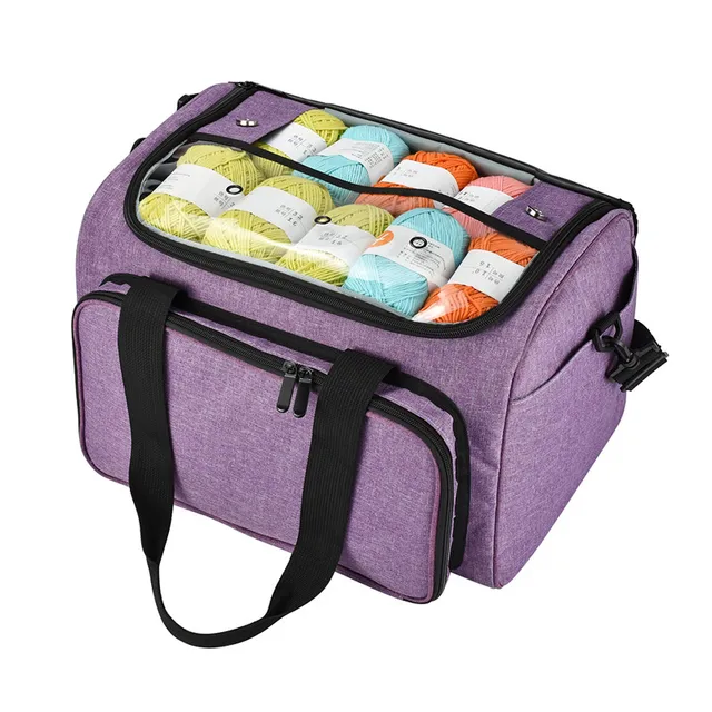 Knitting Bag Yarn Tote Organizer with Inner Divider for Crochet Hooks
