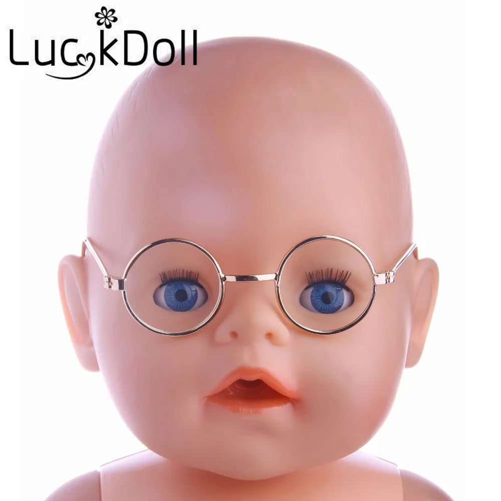Luckdoll Solid Color Metal Round Glasses for 43 cm Baby Born Doll or 18