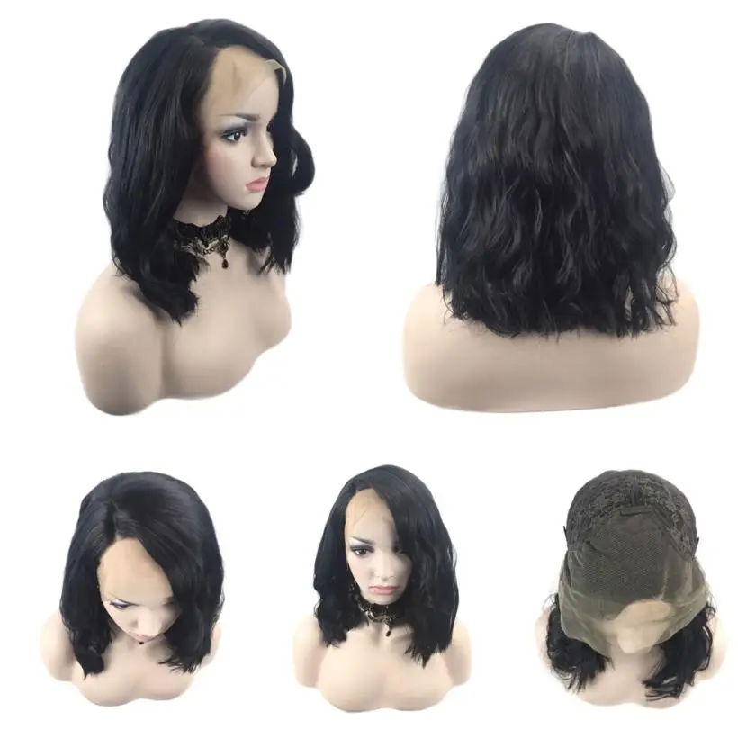 Fashion Full Wig Short Seamless Lace Front Wig Hair Infant Hair 16 inch Brazilian Leibo Wig For Women Black Hair Human A17 Fashion Full Wig Short Seamless Lace Front Wig Hair Infant Hair 16 inch Brazilian Leibo Wig For Women Black Hair Human A17