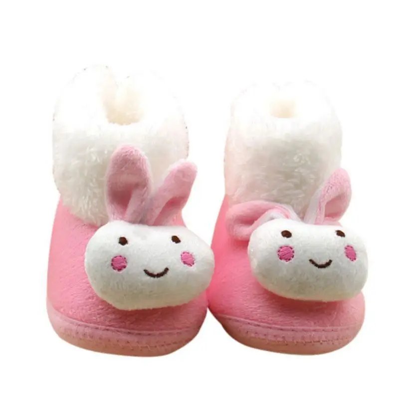Детские зимние сапоги с кроличьим мехом; Детская плюшевая теплая обувь; красные, розовые, красные зимние сапоги - Цвет: Розовый