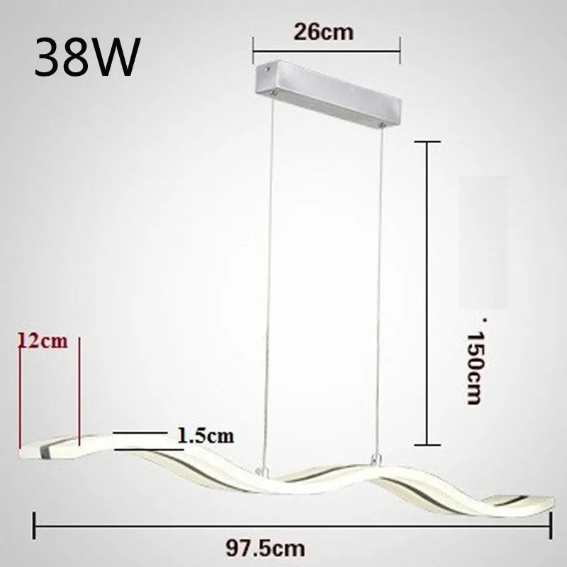 Azul tiempo moderno colgante luces para comedor de acrílico blanco LED lámpara colgante ola contemporánea diseño L100CM H150CM - 4