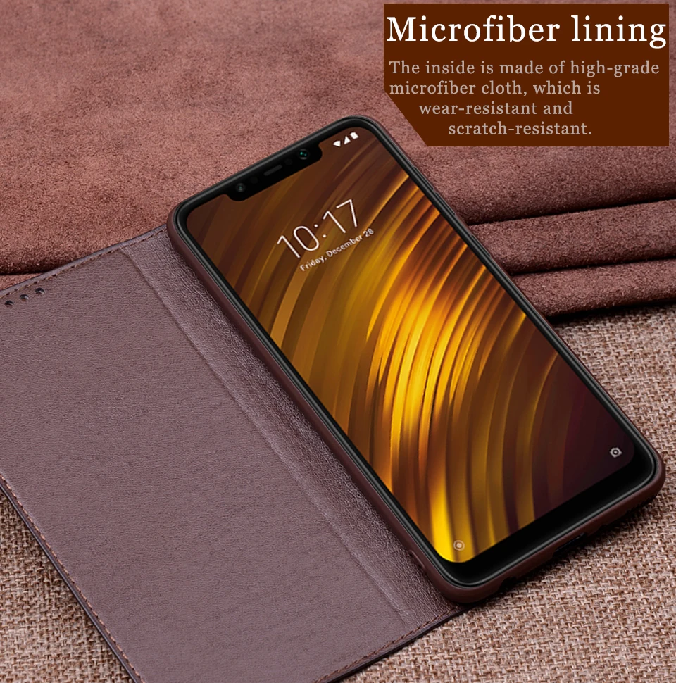 Чехол-книжка RYKKZ из натуральной кожи для Xiaomi POCOPHONE F1, Магнитный чехол для Xiaomi POCO F1, чехол s, кожаный чехол для телефона, Fundas