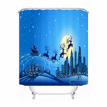 

Custom Christmas Reindeer Santa Claus Waterproof Shower Curtain Home Bath Bathroom s Hooks Polyester Fabric Multi Sizes180509-71
