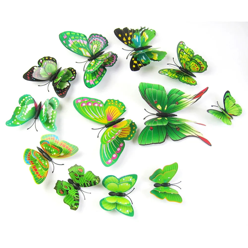 12 шт./лот ПВХ 3D Магнит бабочка настенные стикеры бабочки домашний декор для свадебной вечеринки детская комната гостиная холодильник украшение